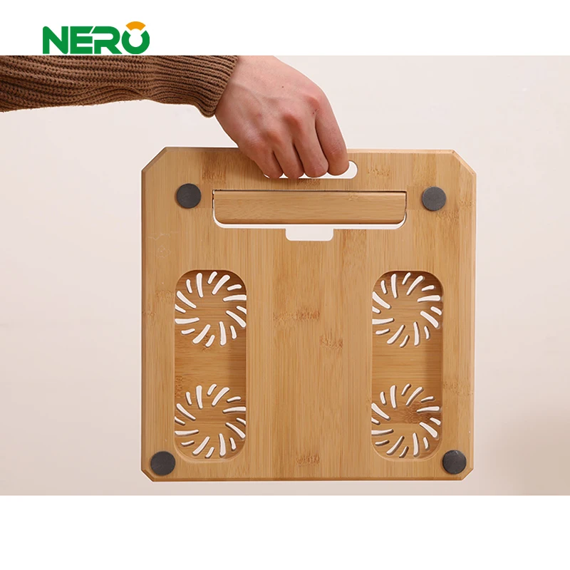 Bamboo customized folding laptop adjustable multi angle desktop laptop spinning bracket