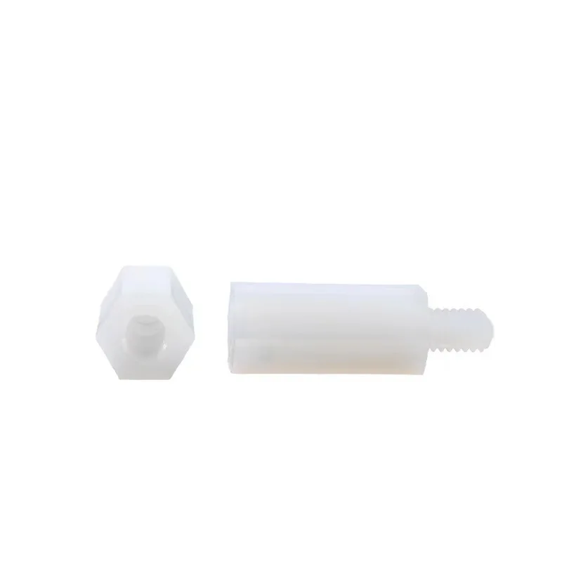 White M3 hexagonal external thread stud nylon single head spacer plastic hex standoff