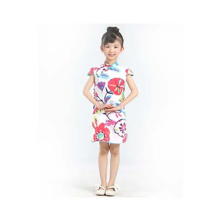 Wholesale Chinese Style Flower Kid Cheongsam Girl Qipao Dress