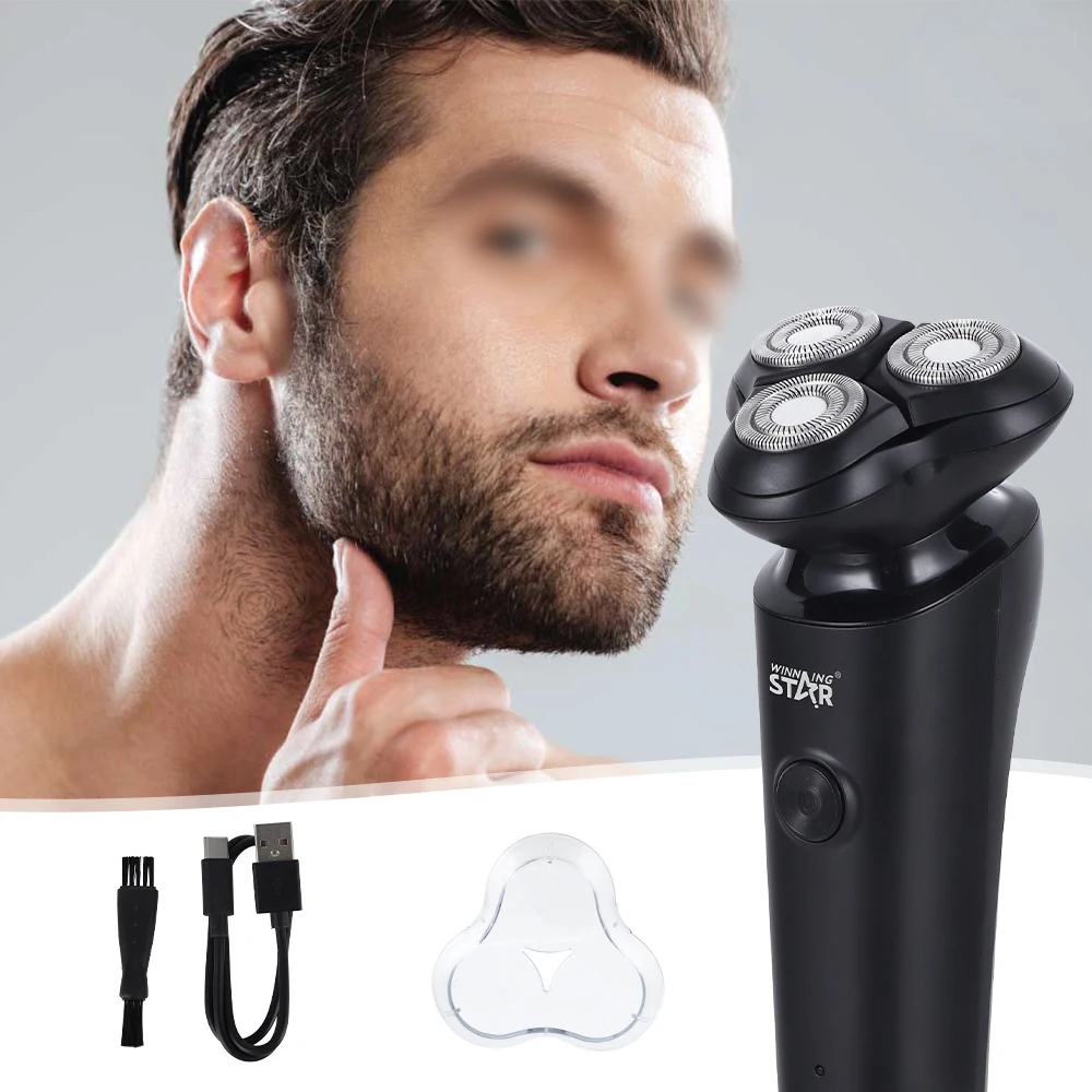 WINNING STAR 5w Usb Rechargeable Electric Shaver ST-5686 Waterproof Triple Blade Shavers for Men With Brush