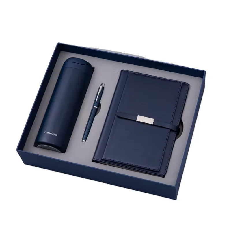 Custom Corporate Gift Set A5 Pu Leather Notebook Pen Thermos Cup Journal  Branded Business Gifts Ideas Set