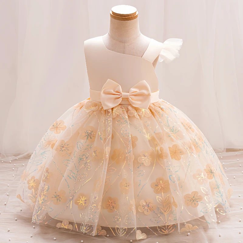 Factory price children lace toddlers princess birthday baby ball gowns flower girl dresses wedding kids dress