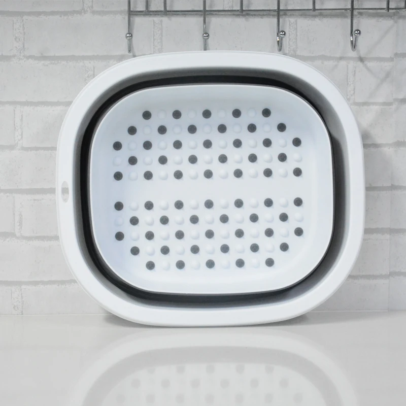 Gray Foldable Foot Bath Bucket Bathroom Space Saving Durable High Temperature Resistance Wash Basin