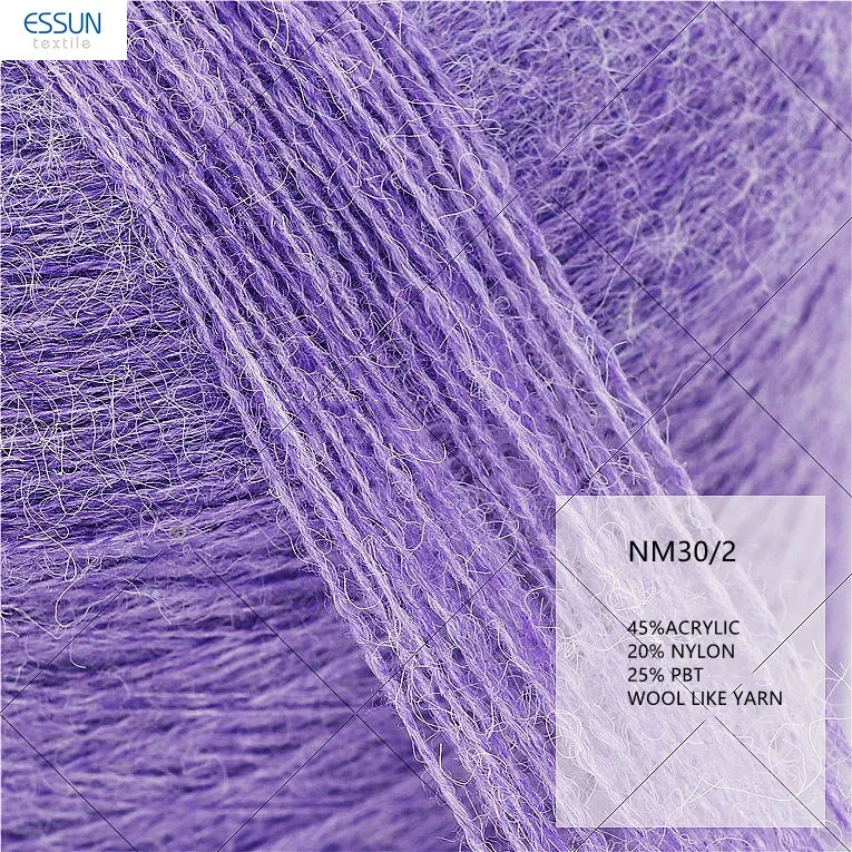 2022 Fashion Yarn NM 30/2  45% Antipilling HB Dralon Acrylic 25% Nylon 30% Polyester blended Core Spun Yarn for Flat Knitting