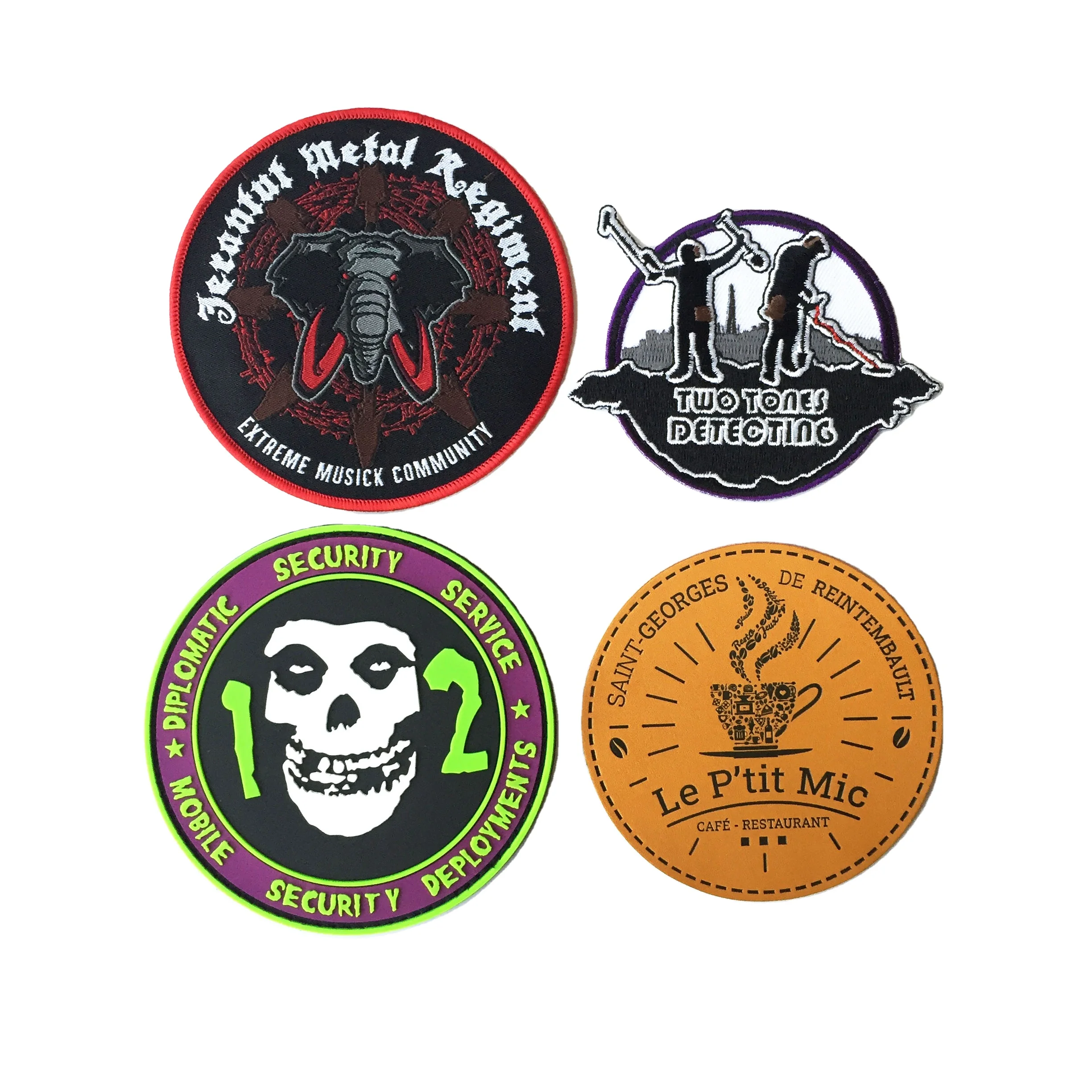 Custom Embroidery Woven Leather PVC Patches For Clothing