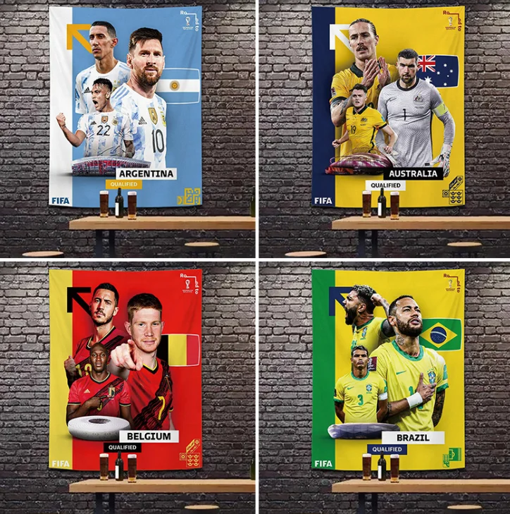 Soccer Star Tapestry Wall Hanging Backdrop Bar Decoration Bedroom Studio Decorative Tapestry