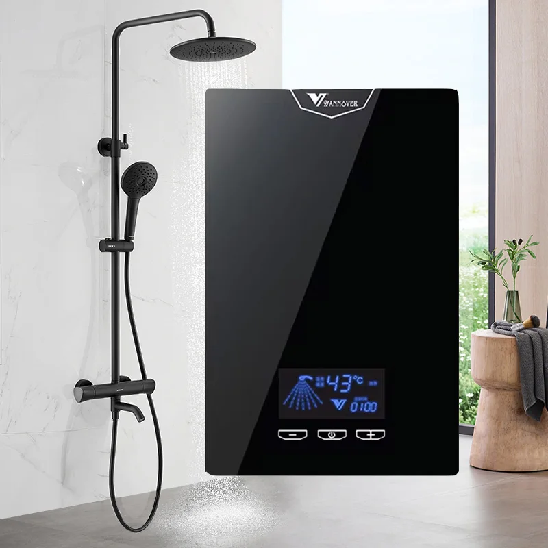 Smart 220 Volt Wall Mounted Touch Button Bath Shower Tankless Geyser Instant Thermostatic Electric Hot Water Heaters