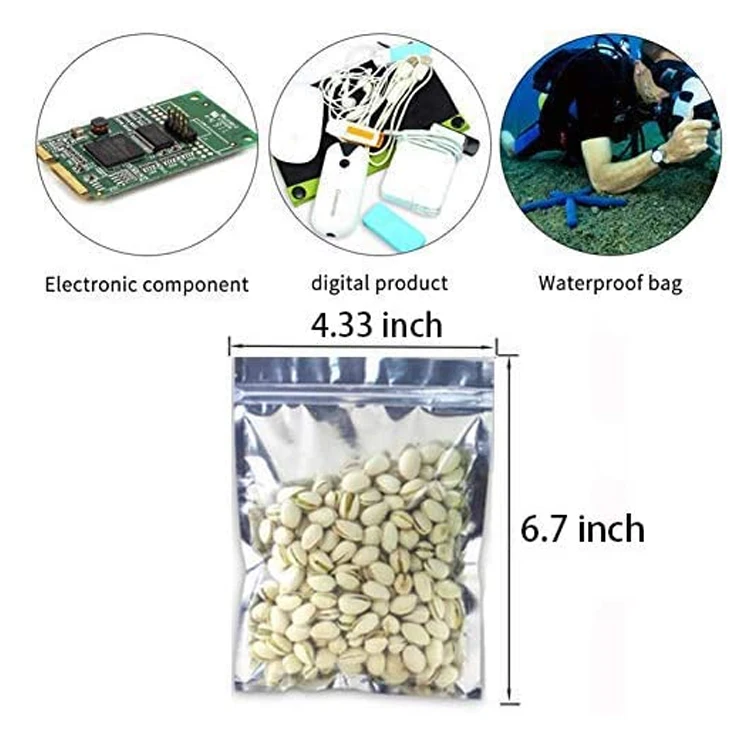 Resealable Zipper Top Clear Front Yin Yang Back Mini Smell Proof 3 Side Seal Storage Foil Pouch Jewellery Mylar Zip Lock Bag