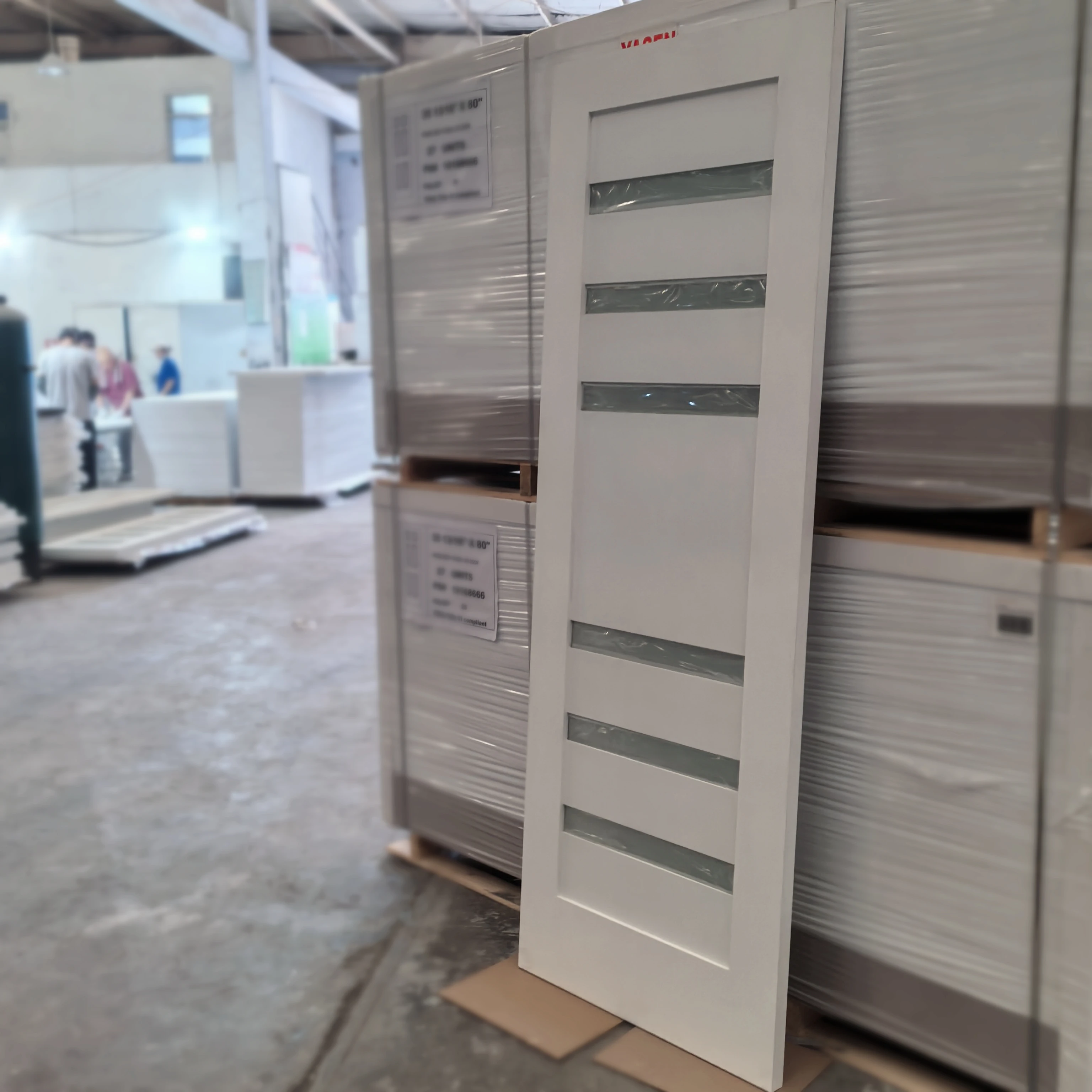 Most Popular 8 Ft Sound Proof Interior White Painted Wood Glass Sliding Doors For Home Office