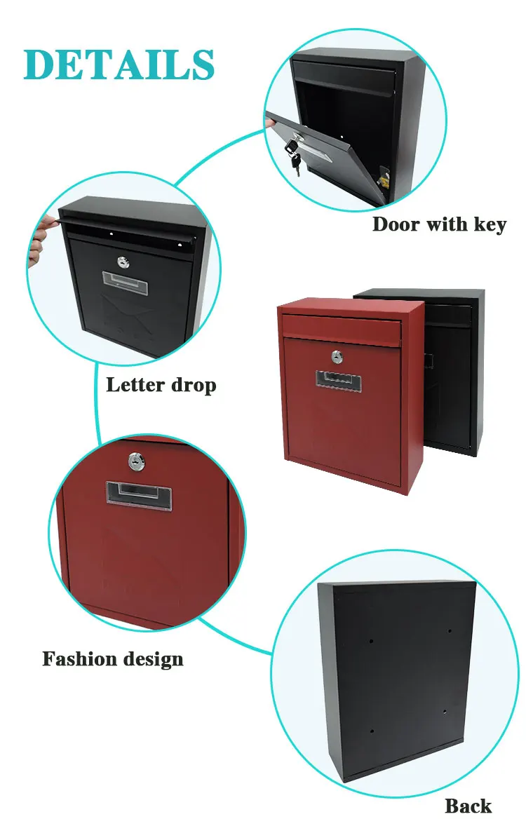 Metal Custom Color Modern Design Outdoor Wall Mounted Post Letter Box Galvanized Small Mini Apartment Mailbox