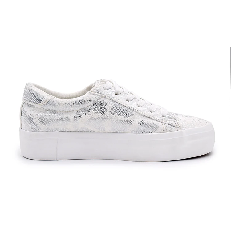 New arrivals chunky snake fabric upper women sneakers luxury white shoes outdoor walking style flat shoes for ladies