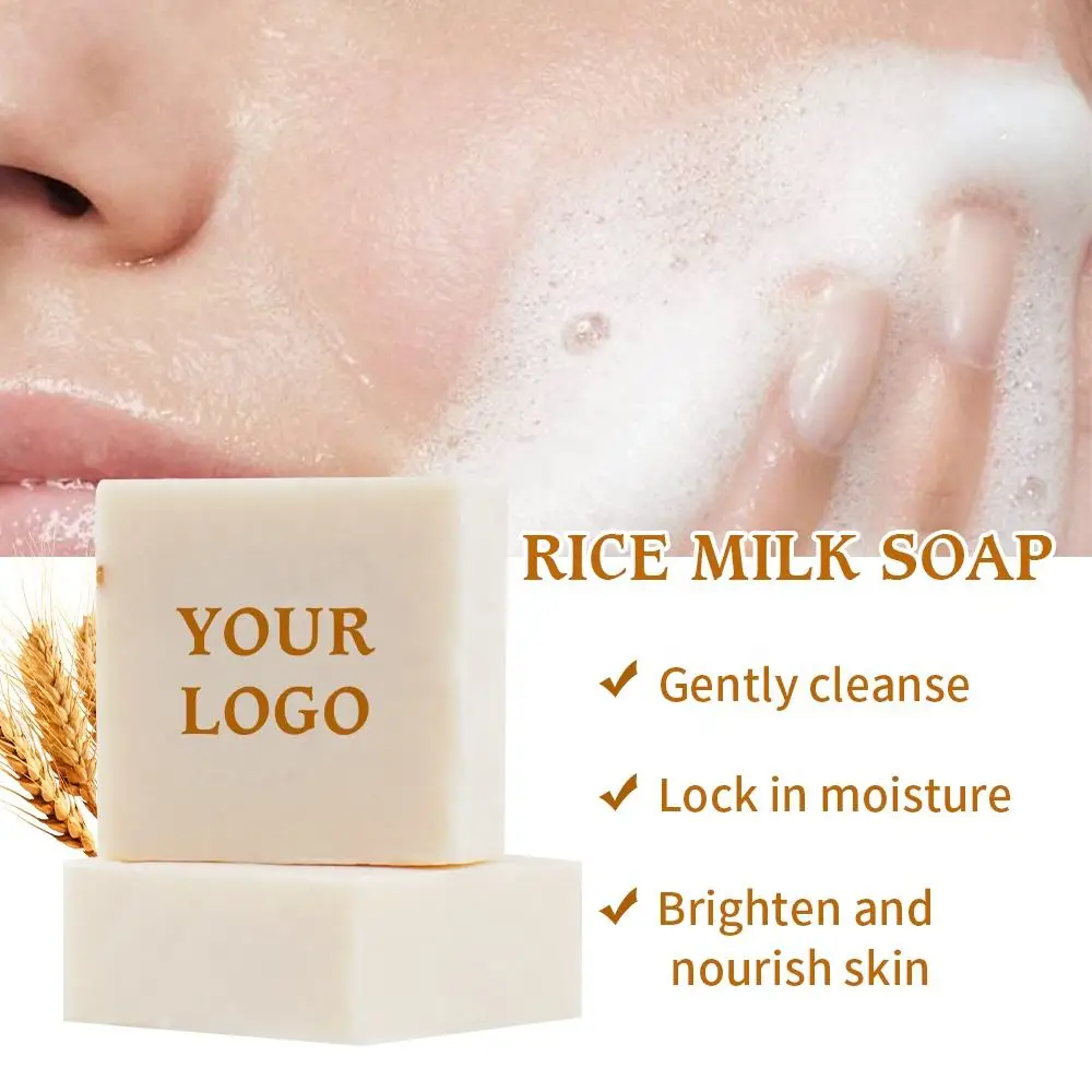 Private Label Natural Organic Bath Soap Cleansing Anti-Inflammatory Whitening Handmade Rice Milk Soap