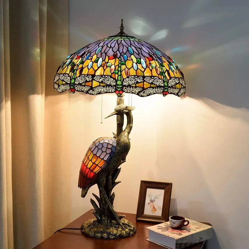 Retro creativity stained glass lampen bedside desk lamp bar study roses Baroque grapes night light tiffany table lamps