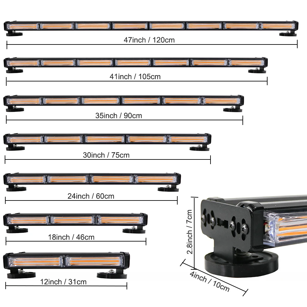 36W TO 180W COB LED WORK LIGHT BAR BEACON CAR TOW TRUCK EMERGENCY WARNING STROBE LIGHT AMBER YELLOW flashing light