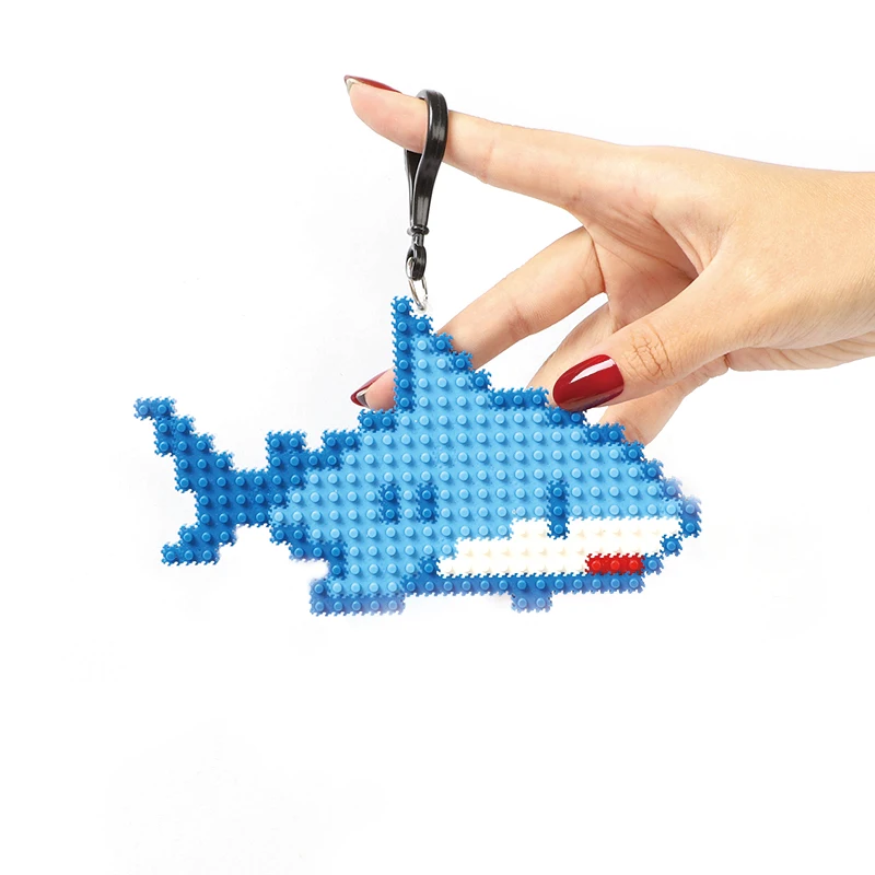 DIY Handmade shark building blocks Kit Kids Science Education toys Beginner  family game Puzzles Keychain