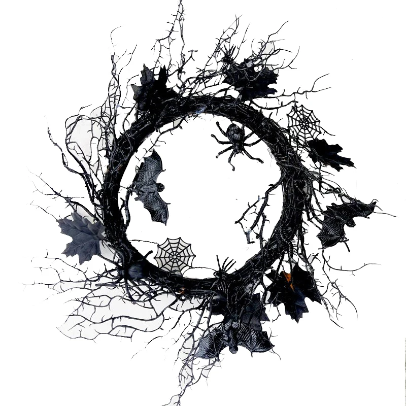 2022 new Halloween Christmas simulation garland Europe and the United States black simulation spider bat window door hanging gar