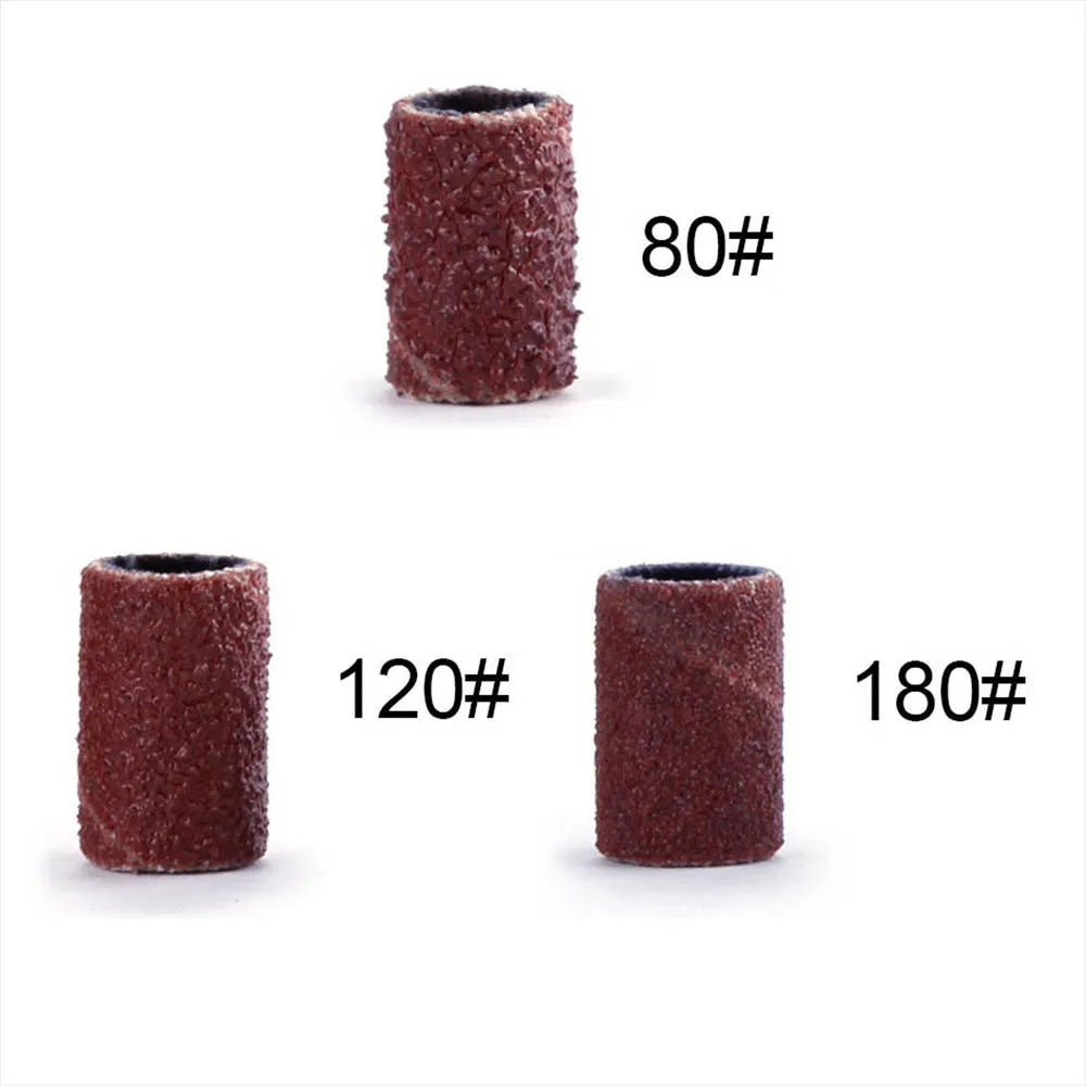 hot -sell ! 100PCS 80# 120# 180# Nail Drill Bits Sanding Ring Bands Grinding Head Polisher Sand Circle For Electric Nail Machine