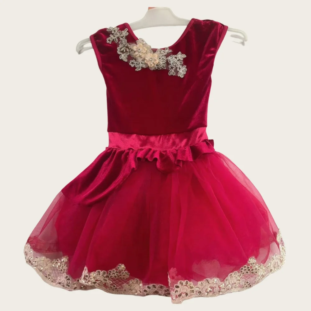 Beaded Floral Applique at Shoulder Polyester/Spandex Lyrical Jackets Velvet Bodice Top Skirt Cap Sleeve Dresses for Dance Wear