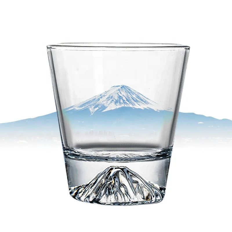 Стакан для воды Fuji в японском стиле, стеклянная кружка для виски с полым толстым дном, с изображением Снежной Горы