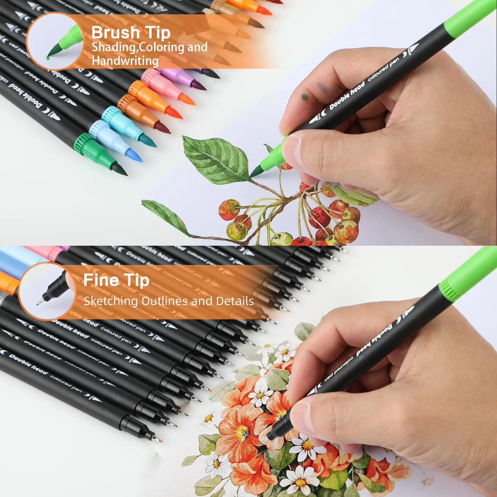 Marcadores Doble Punta Dual Tip Brush Markers 60 120 Colors Drawing Water Art Markers School Supplies Watercolor Marker Pen