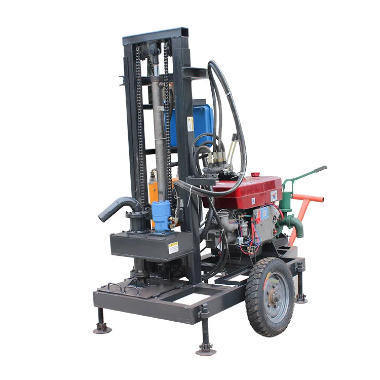 100 Meter Hydraulic Portable Water Well Drilling Rig with Wheels Mounted for Good Price