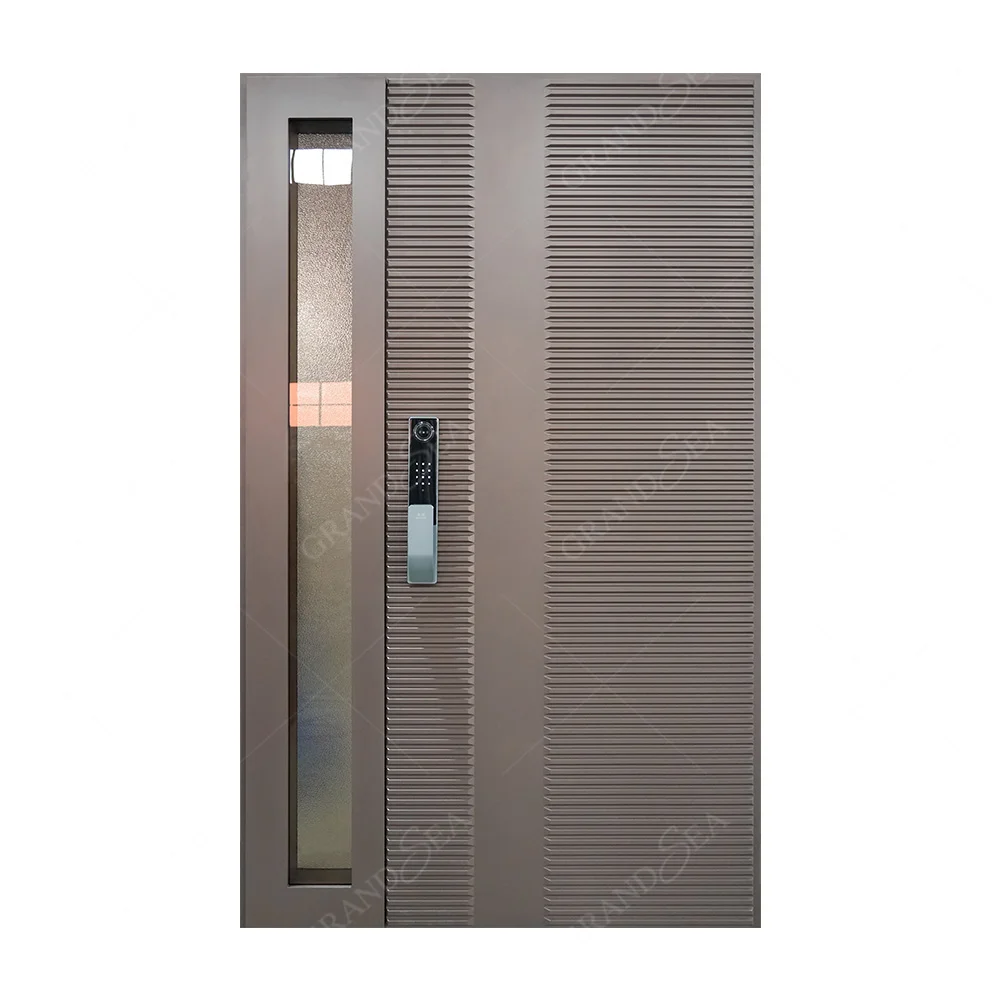 modern door aluminum and glass smart electronic  lock hotel door pivot door