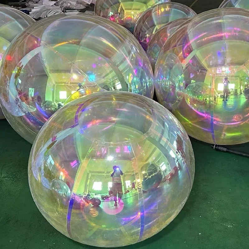 Custom Large Advertising Inflatables Mirror Balloon PVC Iridescent Rainbow Inflatable Mirror Ball for Event Decoration
