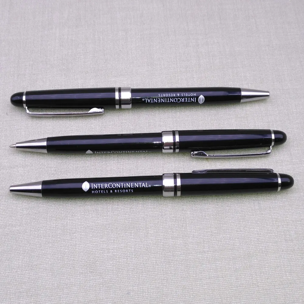Advertising custom pens no minimum order metal slim hotel pen