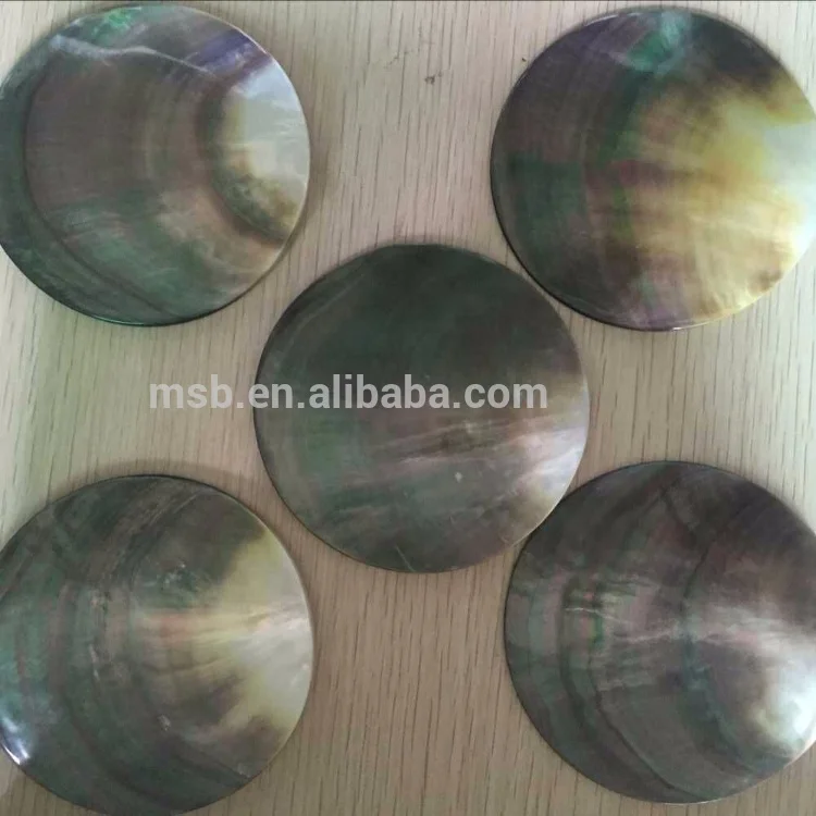 polished black lip mother of pearl shell disc