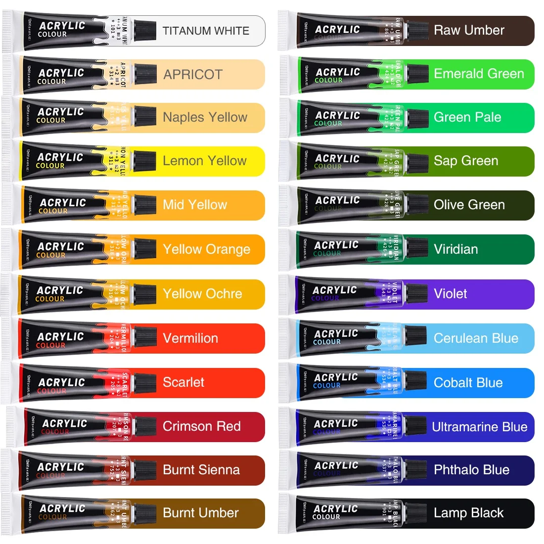Lanpo Craft Acrylic Paints Set with 6 brushes ,1 palette 24 Colors Art Painting Kit for Wood,Canvas,Fabric,Rock,Glass