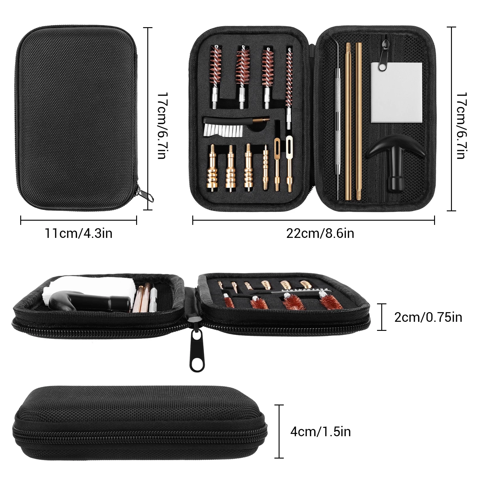 Brass Rod Multiple Brush Universal  .22 .357 380 Gun Cleaning Kit With Cloth Bag