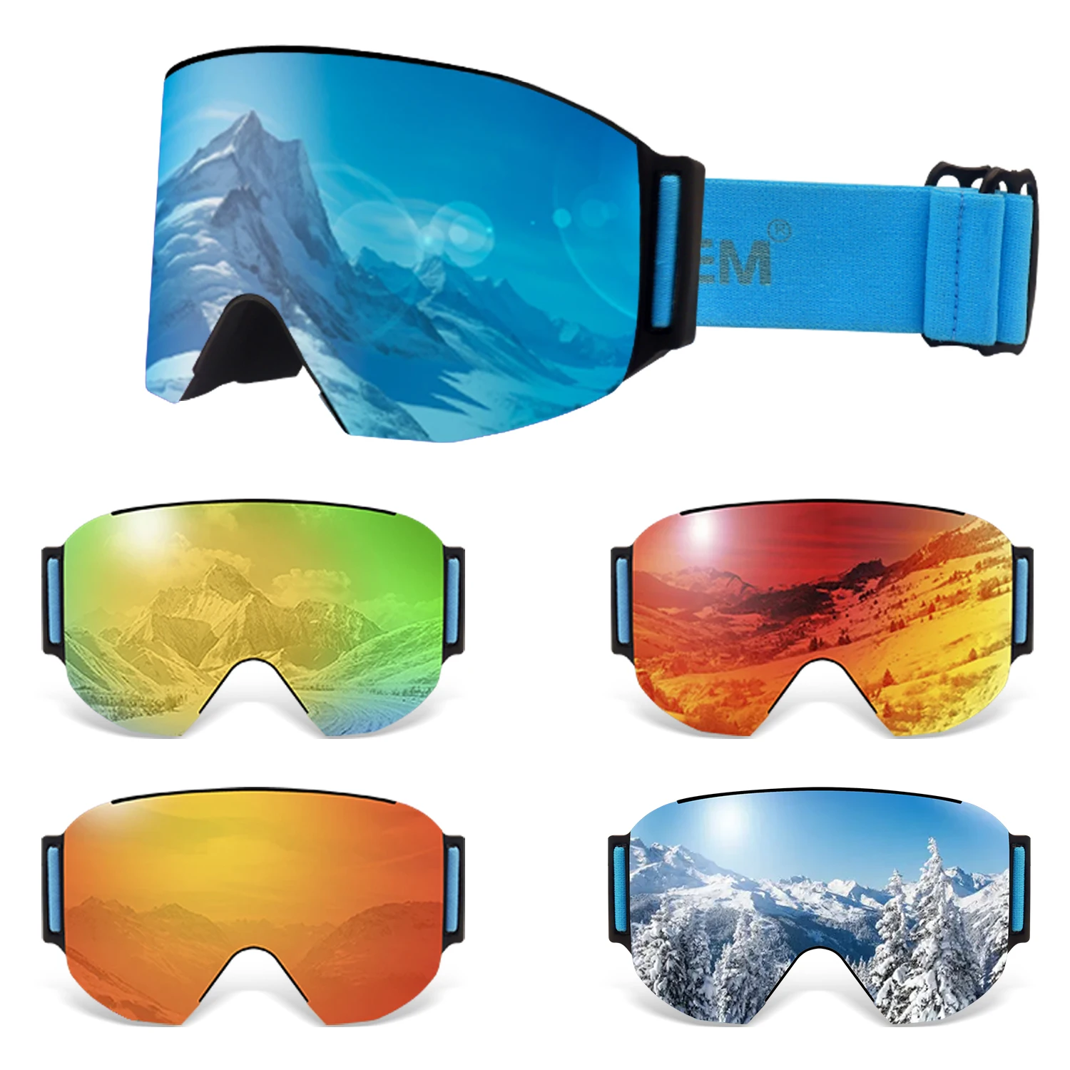 Hot Sale Amazon Google Board Eyewear UV400 Two-layer Lens Goggle Antifog Snow Safety Glasses Polarized Snowboard Goggles