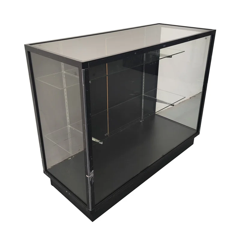 Высокое качество черная алюминиевая рамка дисплей витрина дымовой магазин закаленное стекло