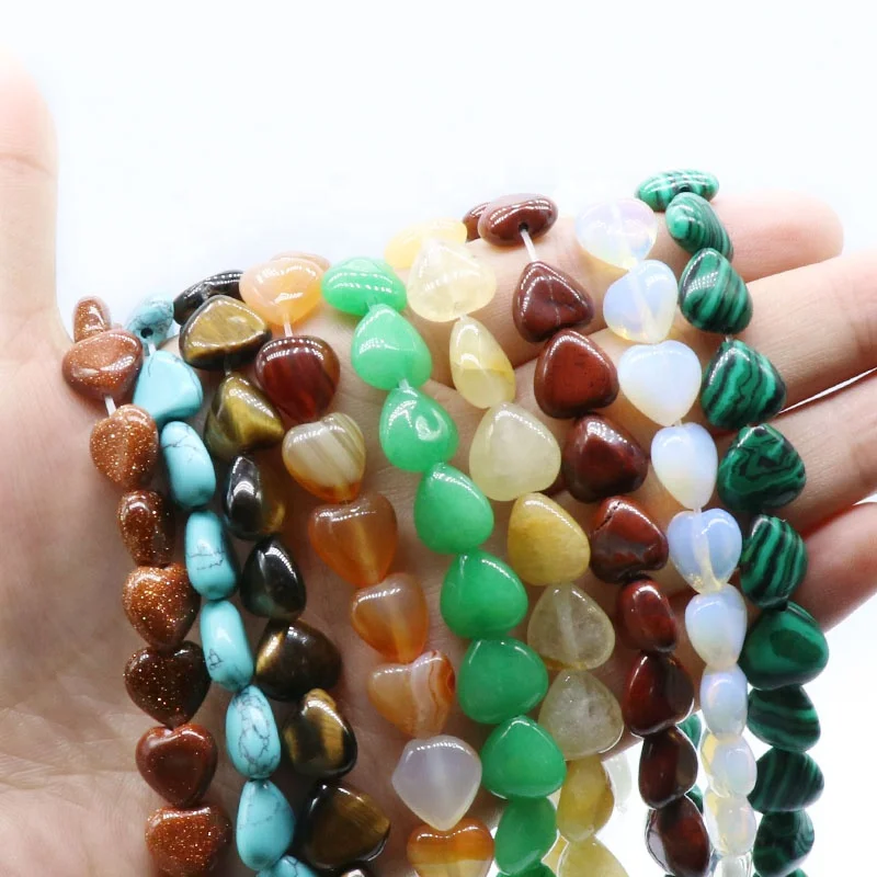 10mm heart beaded natural crystal agate stones loose beads diy necklace earrings jewelry accessories materials