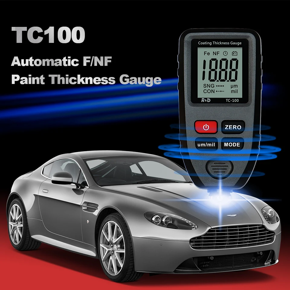  Толщиномер R & D TC100 измеритель толщины покрытия автомобиля FE/NFE 0 1 микрон/0-1300 российский ручной