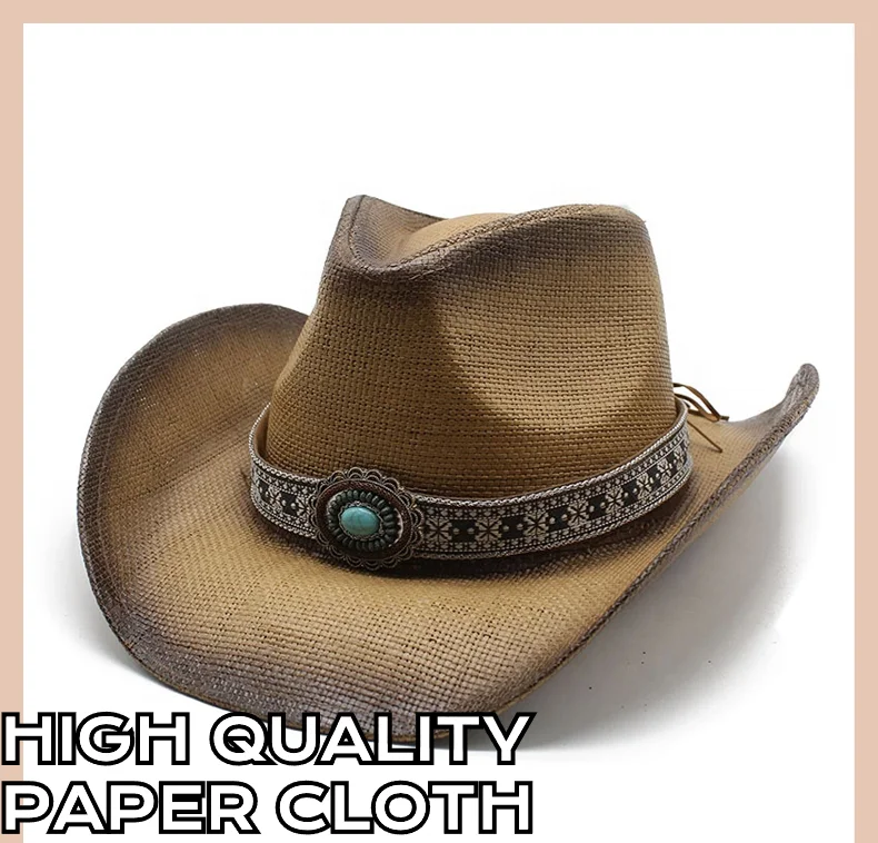CUSTOM LOGO western jazz bulk beach sun men woman paper cloth painting cowboy cowgirl cow boy hat for men adult