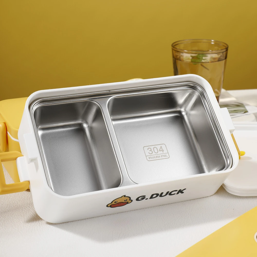 Kids bento box custom logo stackable insulated 2 layer thermal tiffin stainless lunch box