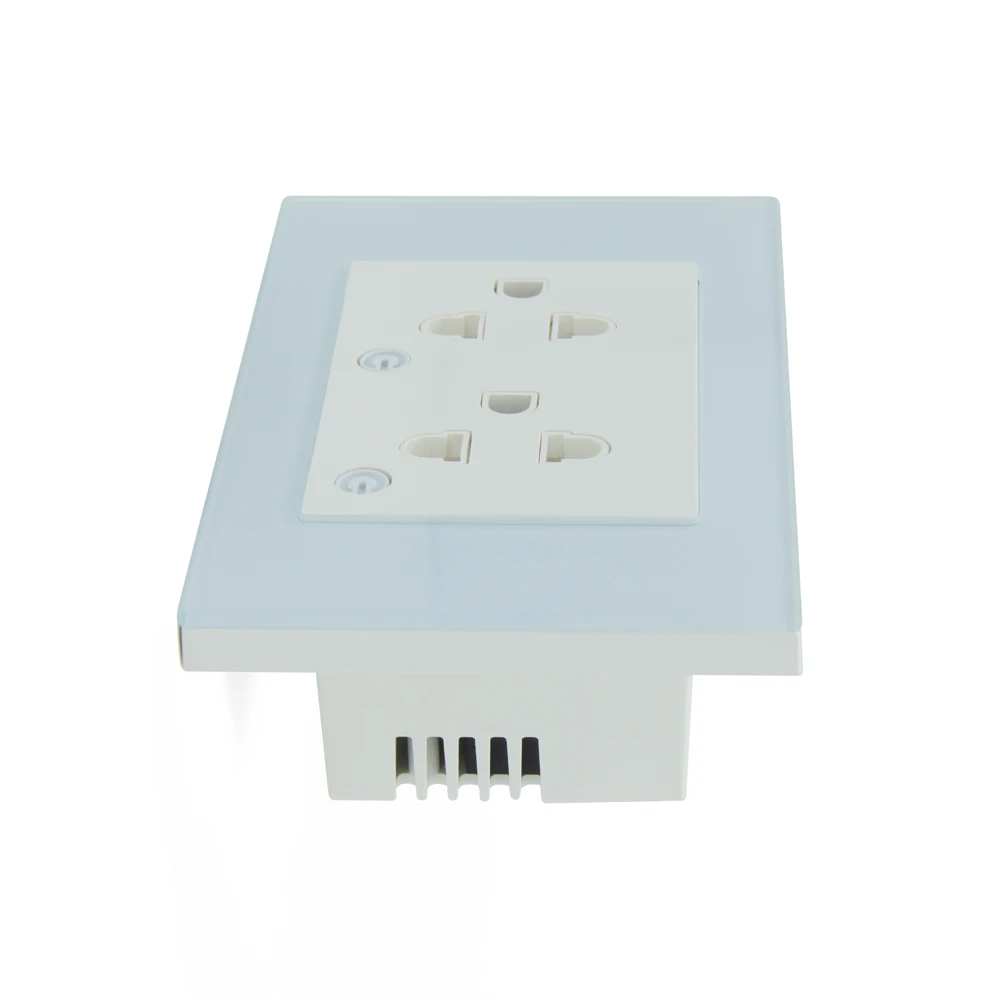Hooanke 100-240V 50/60Hz Tuya APP or Voice Control Smart WiFi Wall Socket with Tempered Glass Panel