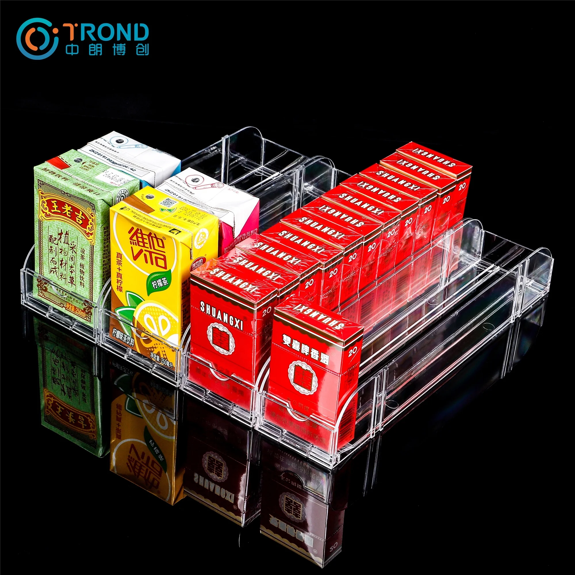 Automatic Transparent Plastic Pack Cigarettes Shelf Pusher Trays for Vending Machine