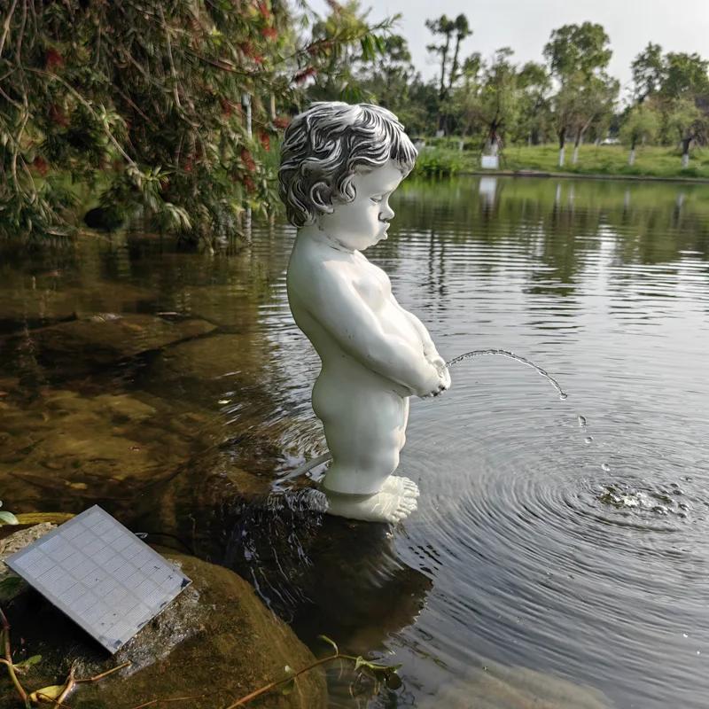 Customer Favorite Angel Sculpture waterfall fountain Garden Statue Angel Figurine Solar Water Fountain