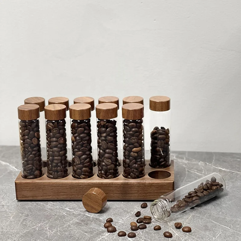 Coffee Beans Tools Glass Test Tubes Small Distributor Display Rack Stand Supplies Glass Container Coffee Bean Storage Tube