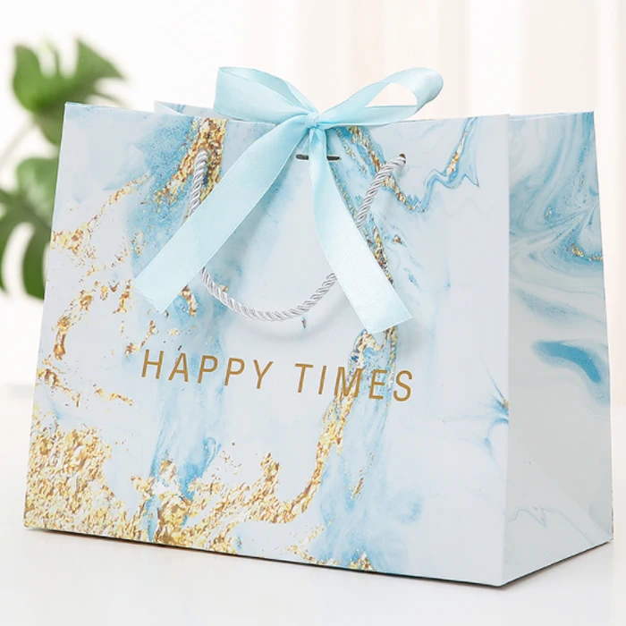 wholesale custom  sterilization marble pink  bag paper gift shopping packaging colorful craft paper bag with handle