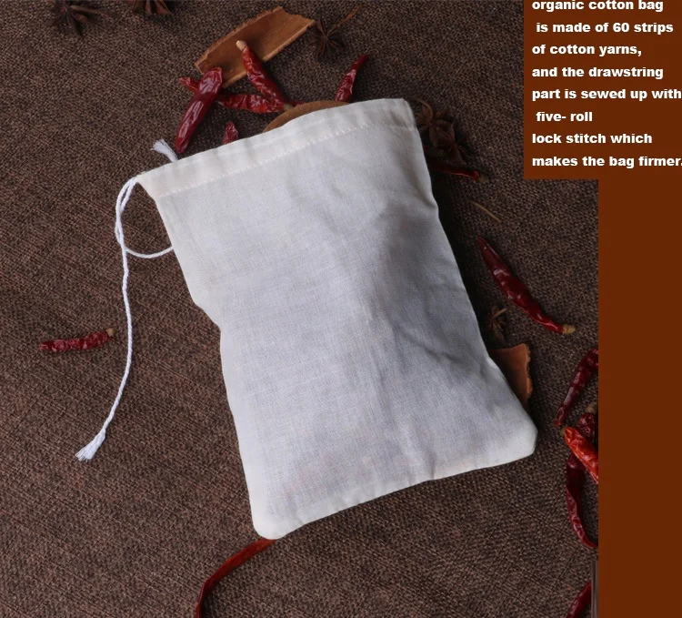 Sopurrrdy China factory supply reusable organic cotton muslin bath tea drawstring bags