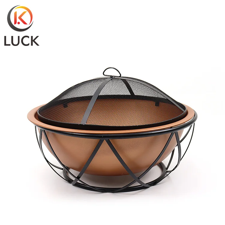 Outdoor Furniture Indoor Round Portable Charcoal Grill Metal Fire Pit With Black Iron Stand