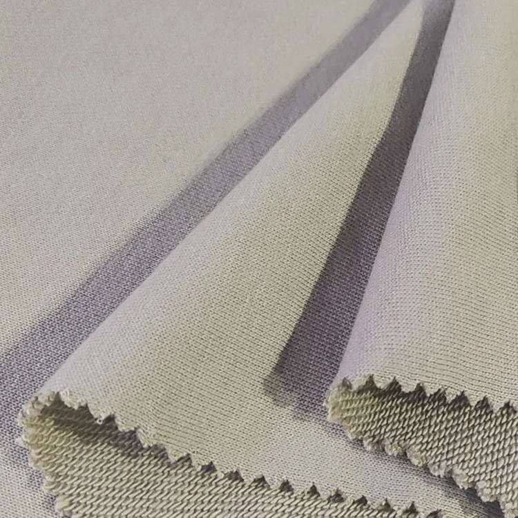 Plain dyed 2 way stretch French terry fabric 100% combed cotton knitted fabric for sports hoodies