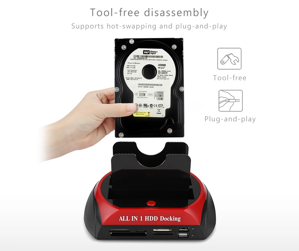 All In 1 HDD Docking Station IDE SATA USB 2.0 to 2.5 3.5 Inch Dual Slot Hard Disk hdd dock station  OTB  hard disk base