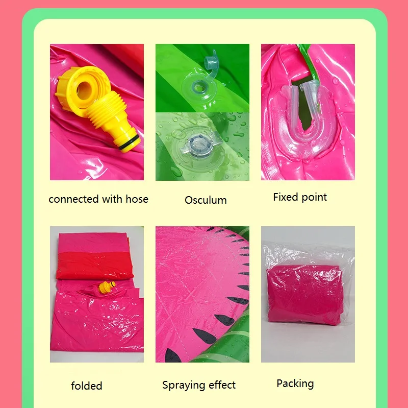 Backyard Garden Watermelon design Water Slide for Kids Racing Double Water Slides Mat Summer Spray mat for Outdoor