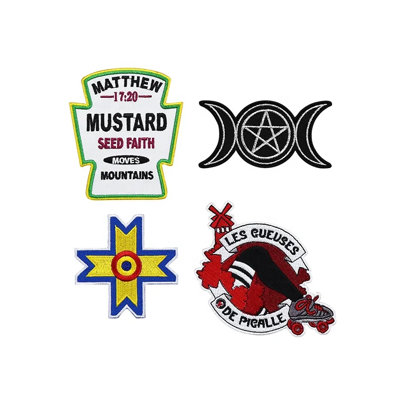 Factory Wholesale Embroidered Badges iron on sew on clothing patches custom chenille embroidery patch