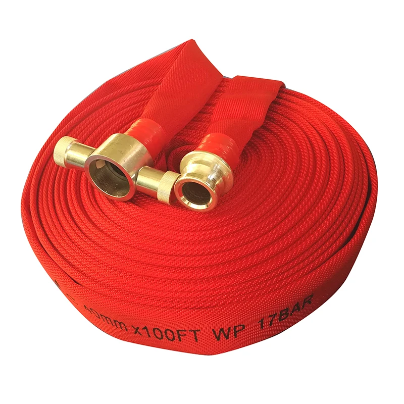 50mm 65mm Fire Fighting Hose Single Jacket With Aluminum Couplings Brass Couplings