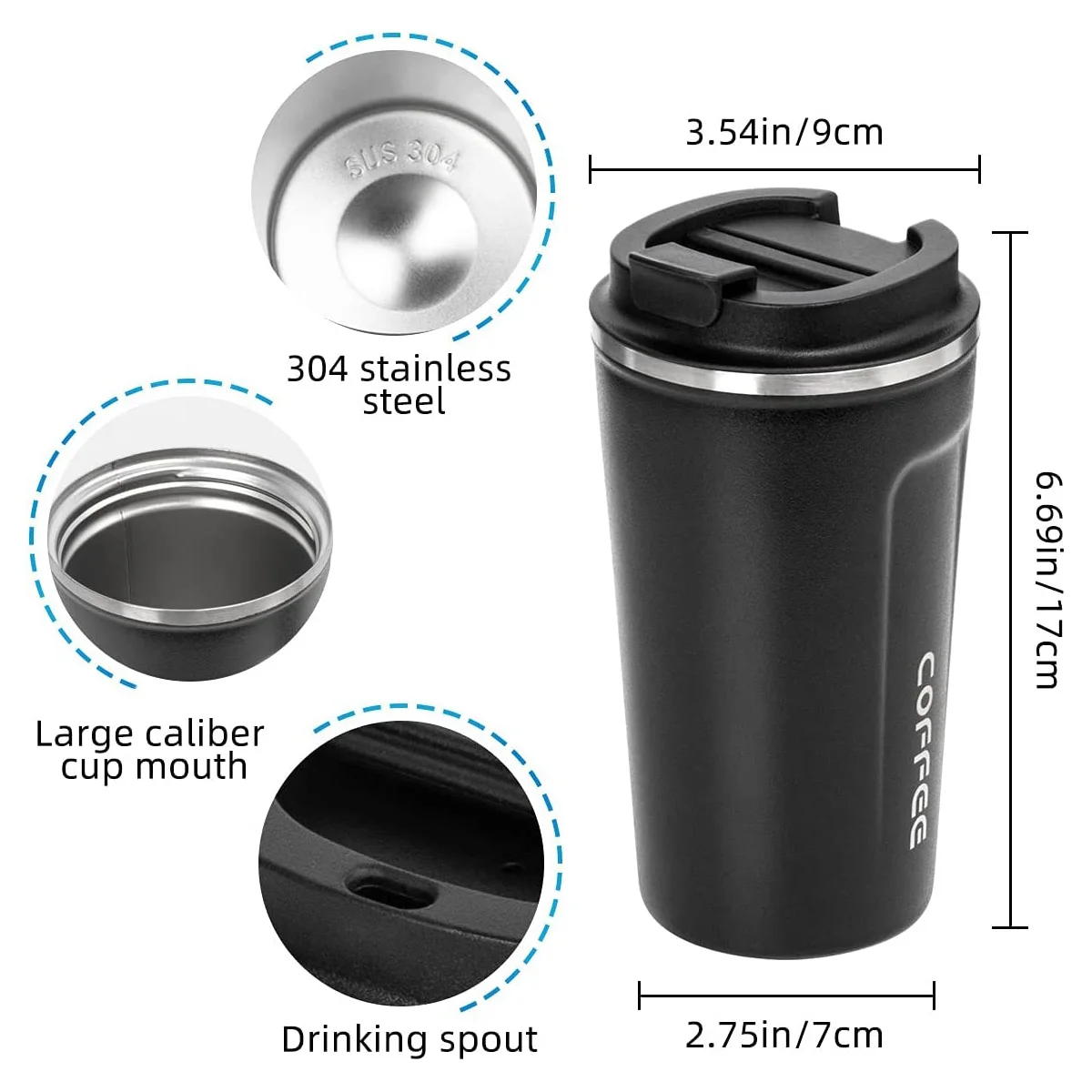 380ml 510ml Custom Logo Double Wall Thermos Insulated Tumbler Beer Travel Reusable Mug Coffee Stainless Steel Cup With Lid